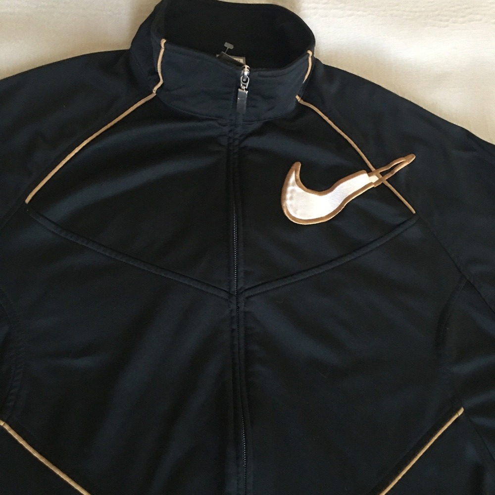 Vintage Nike Air Force 25 Jacket Mens Size 2XL Track Full Zip Large Swoosh Black